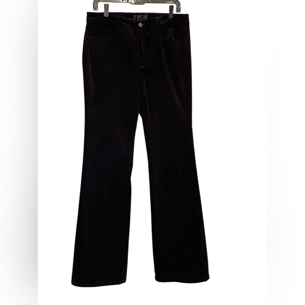 NILI LOTAN Black Velvet High Waist Wide Leg Jeans Size 10